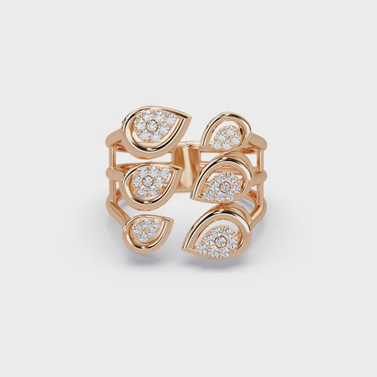 Scattered Petal Pave Ring