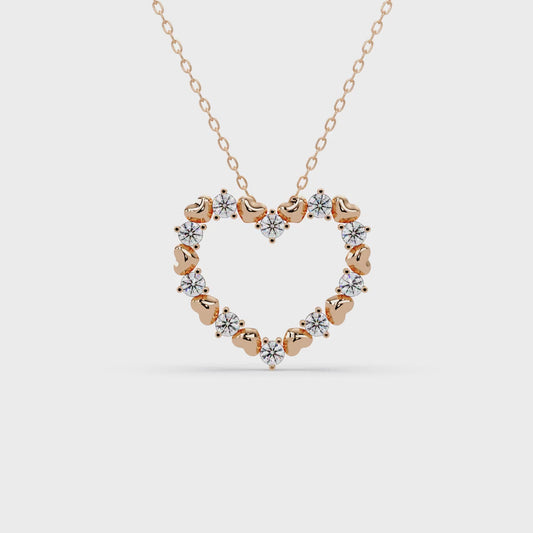 Heartbeat Diamond Outline Chain Pendant
