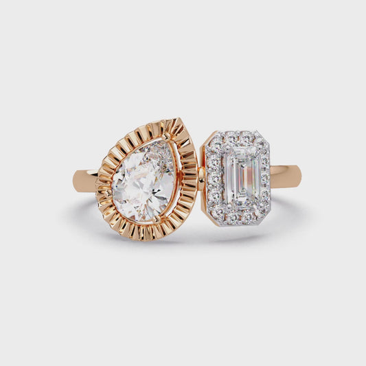 Pear Emerald Duet Ring