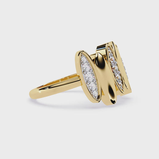 Fanned Bar Diamond Ring