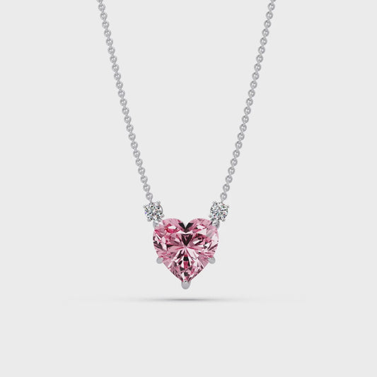 Pink Heart Halo Chain Pendant