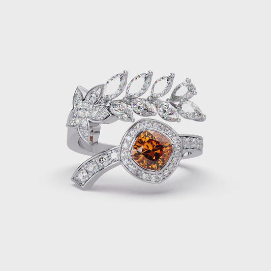 Amber Halo Vine Ring