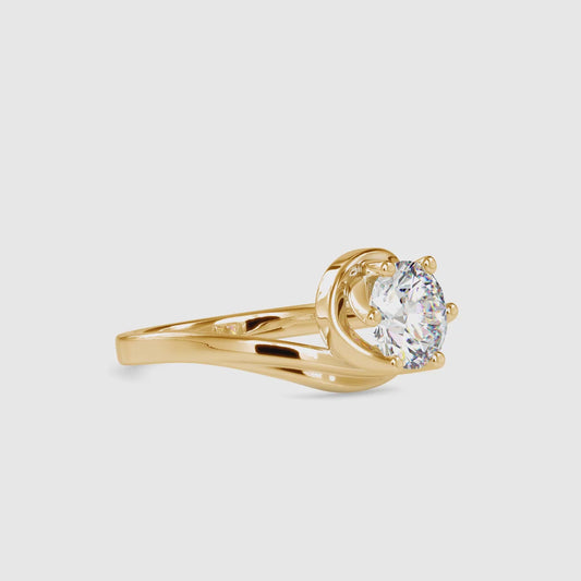 Twisted Leaf Solitaire Ring