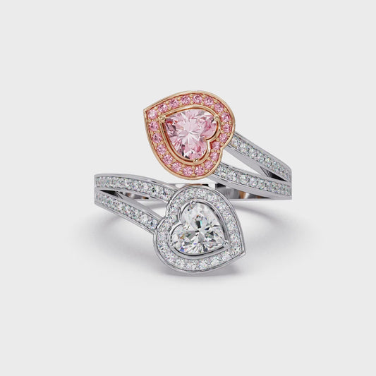 Entwined Heart Halo Ring