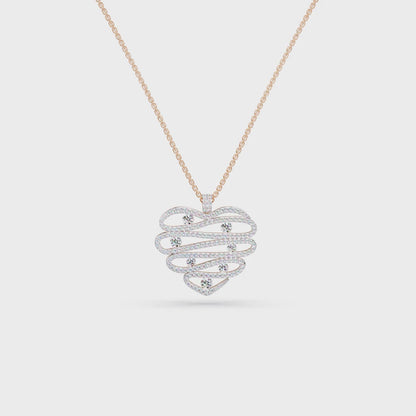Cascade Heart Pave Chain Pendant