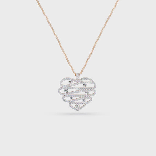 Cascade Heart Pave Chain Pendant