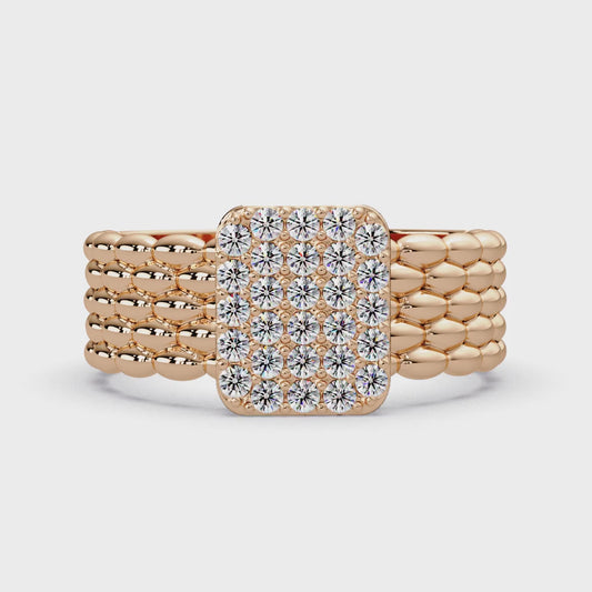 Beaded Square Pave Band