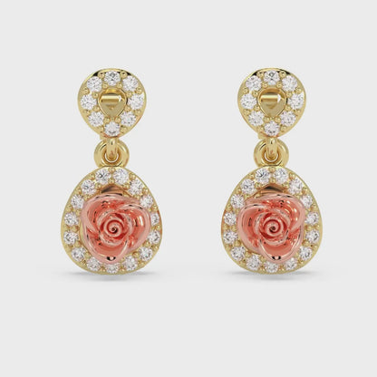 Rose Halo Drop Earrings