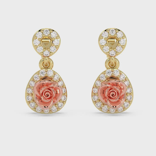 Rose Halo Drop Earrings