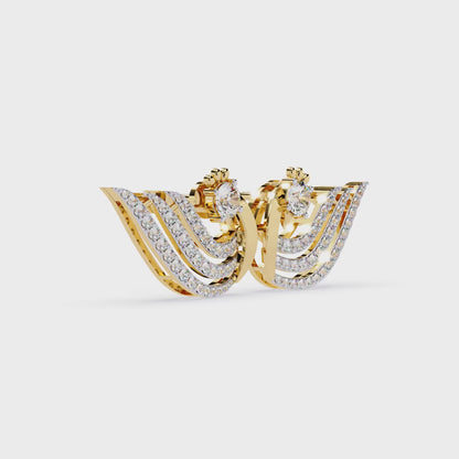 Peacock Feather Diamond Earrings