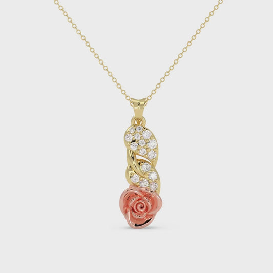 Rose & Leaf Diamond Pendant