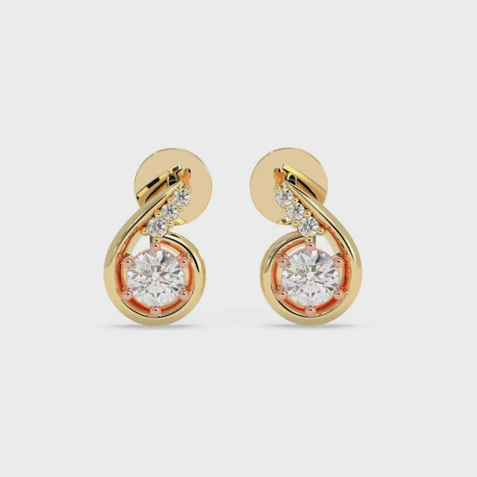 Swirl Solitaire Stud Earrings