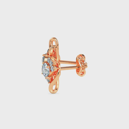 Floral Swirl Solitaire Earrings