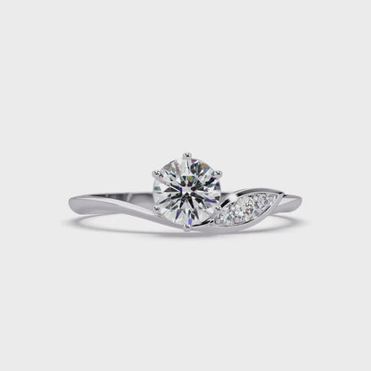 Solitaire Petal Accent Ring