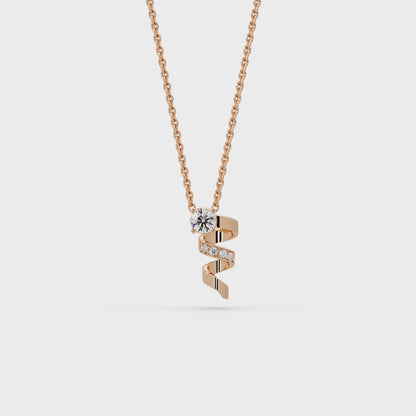 Spiralling Ribbon Solitaire Chain Pendant