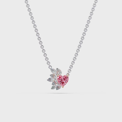 Blossoming Heart Diamond Chain Pendant
