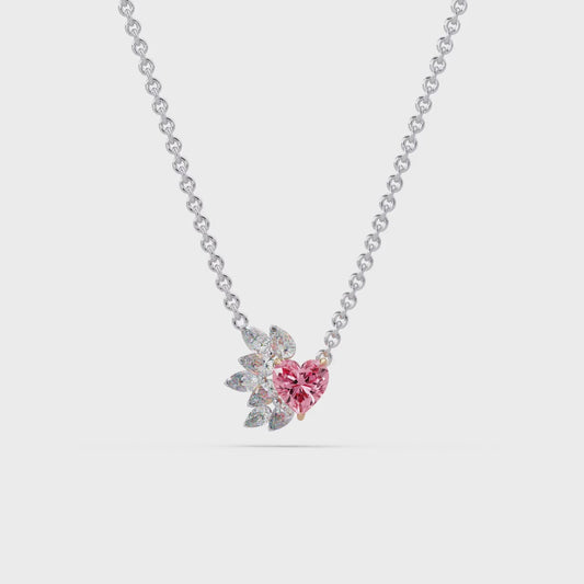 Blossoming Heart Diamond Chain Pendant