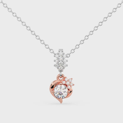 Floral Heart Solitaire Pendant