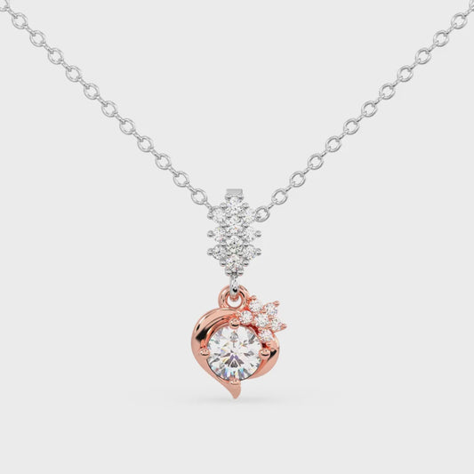 Floral Heart Solitaire Pendant