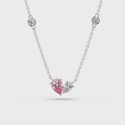Pink Pear Duet Chain Pendant