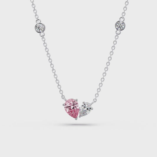 Pink Pear Duet Chain Pendant