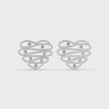 Cascade Heart Pave Earrings