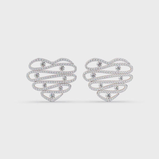 Cascade Heart Pave Earrings