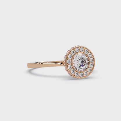 Encircled Round Halo Ring