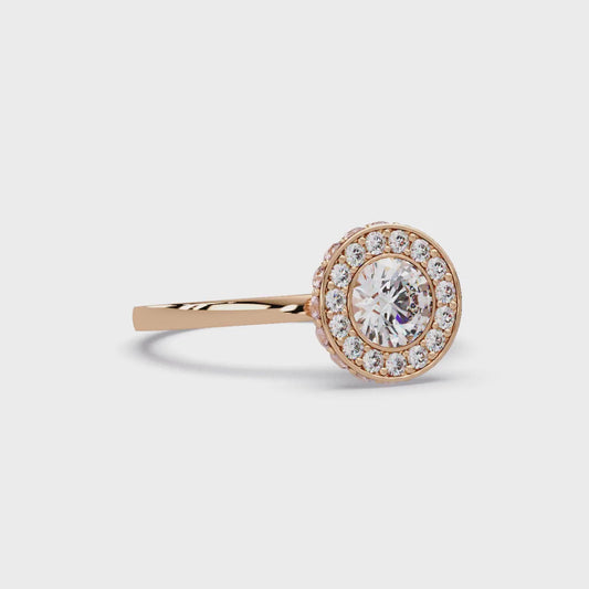 Encircled Round Halo Ring