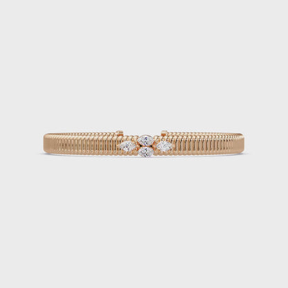 Ribbed Marquise Cuff Bangle