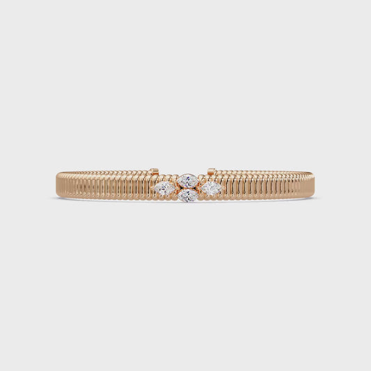 Ribbed Marquise Cuff Bangle