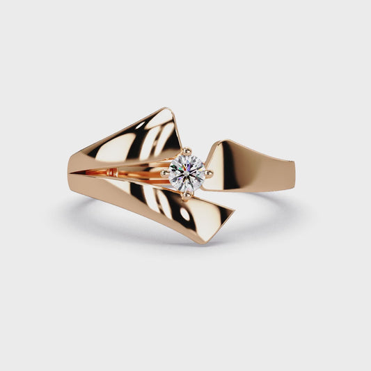 Folded Angular Solitaire Ring