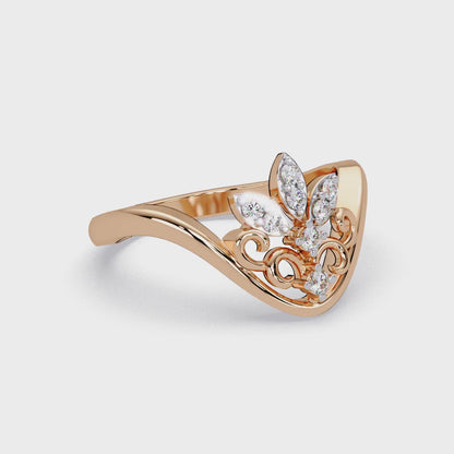 Chevron Leaf Cluster Ring