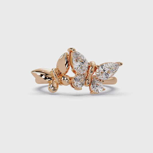 Butterfly Pear Diamond Ring