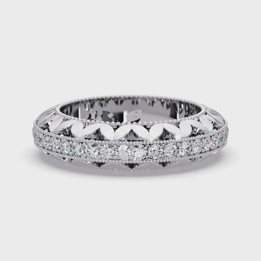 Milgrain Leaf Eternity Band