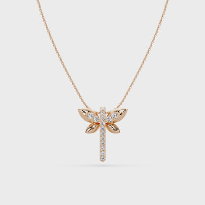 Pave Dragonfly Diamond Chain Pendant