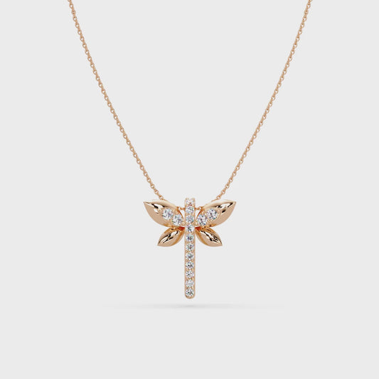 Pave Dragonfly Diamond Chain Pendant