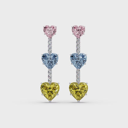 Triple Heart Cascade Earrings