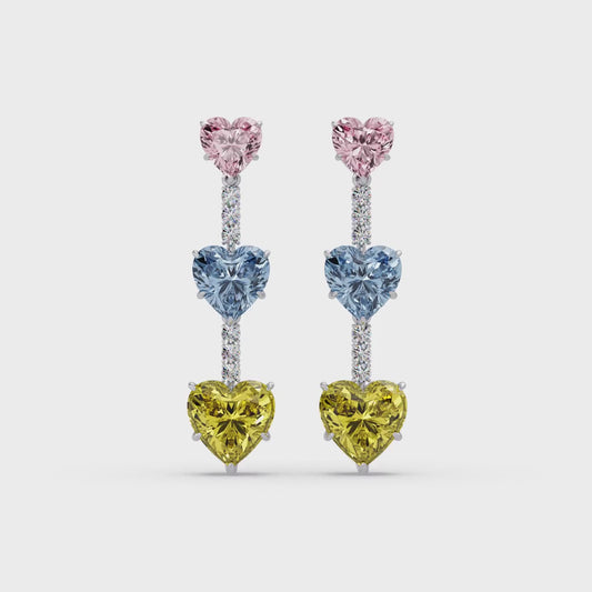 Triple Heart Cascade Earrings