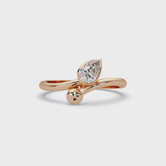 Bezelled Pear Solitaire Ring