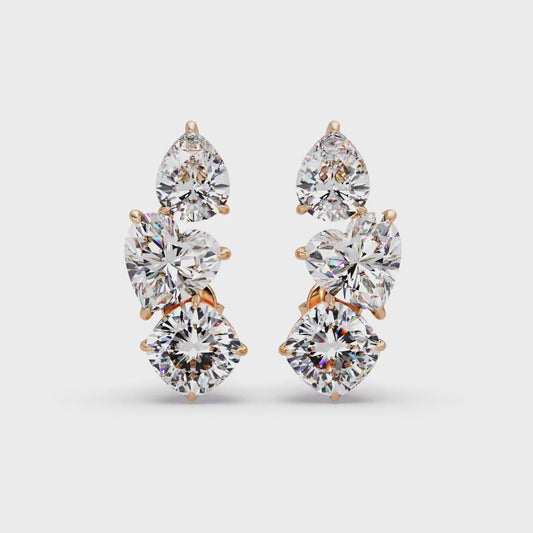 Graduated Trio Heart Earrings