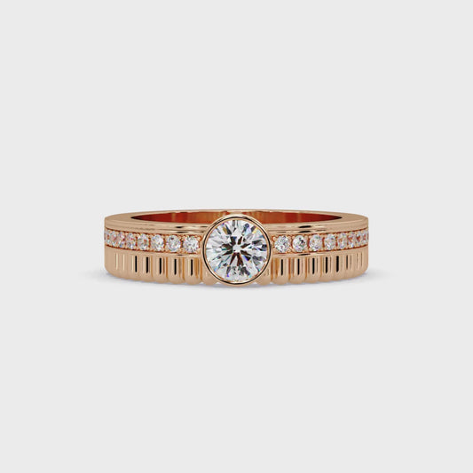 Fluted Halo Pave Ring