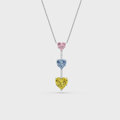 Triple Heart Drop Chain Pendant