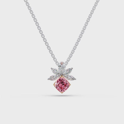 Blossoming Cushion diamond Chain Pendant