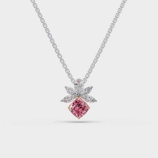 Blossoming Cushion diamond Chain Pendant