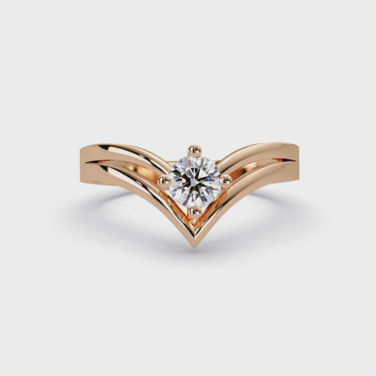 Chevron Peak Solitaire Ring
