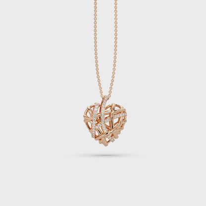 Woven Heart Lattice Chain Pendant