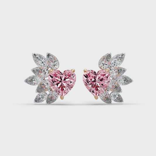 Blossoming Heart Diamond Earrings